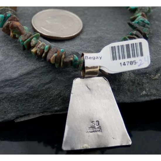 Handmade Certified Authentic Navajo .925 Sterling Silver 12kt Gold Filled Natural Turquoise Native American Necklace 370805366232 Handmade Certified Authentic Navajo .925 Sterling Silver 12kt Gold Filled Natural Turquoise Native American Necklace 370805366232