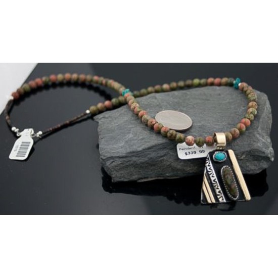 Handmade Certified Authentic Navajo .925 Sterling Silver 12kt Gold Filled Turquoise and Jasper Native American Necklace 390582579732 Handmade Certified Authentic Navajo .925 Sterling Silver 12kt Gold Filled Turquoise and Jasper Native American Necklace 390582579732
