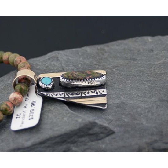 Handmade Certified Authentic Navajo .925 Sterling Silver 12kt Gold Filled Turquoise and Jasper Native American Necklace 390582579732 Handmade Certified Authentic Navajo .925 Sterling Silver 12kt Gold Filled Turquoise and Jasper Native American Necklace 390582579732