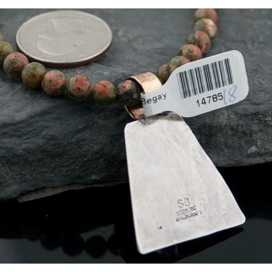 Handmade Certified Authentic Navajo .925 Sterling Silver 12kt Gold Filled Turquoise and Jasper Native American Necklace 390582579732