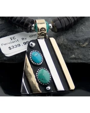 Handmade Certified Authentic Navajo .925 Sterling Silver 12kt Gold Filled Turquoise Native American Necklace 390586628627