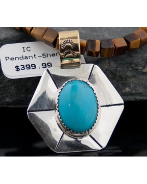 Handmade Certified Authentic Navajo .925 Sterling Silver 12kt Gold Filled Turquoise Native American Necklace 390595343521