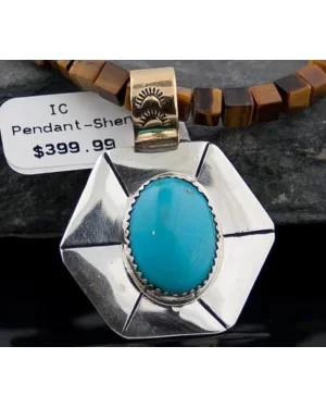 Handmade Certified Authentic Navajo .925 Sterling Silver 12kt Gold Filled Turquoise Native American Necklace 390595343521