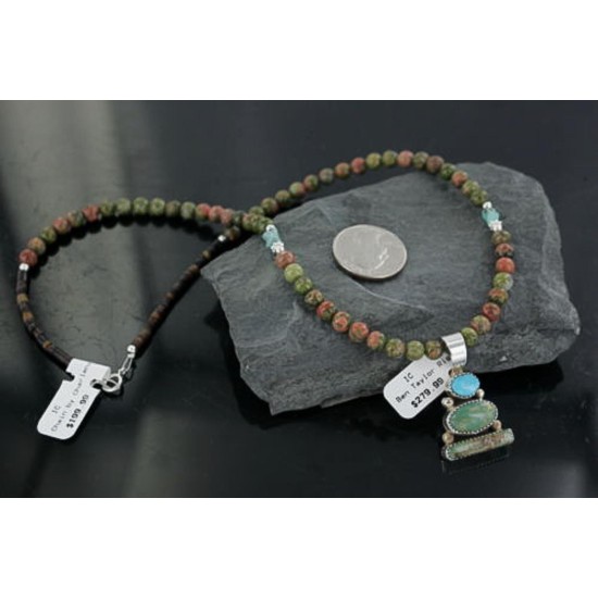 Handmade Certified Authentic Navajo .925 Sterling Silver AJAX and Turquoise Native American Necklace 370916228707 All Products 370916228707 370916228707 (by LomaSiiva)
