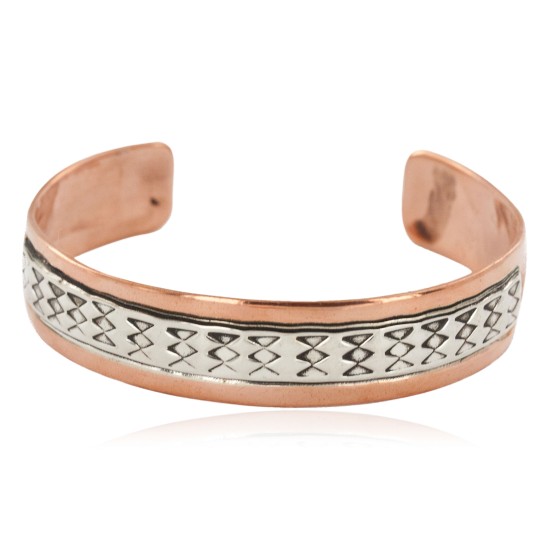 Handmade Certified Authentic Navajo .925 Sterling Silver and Pure Copper Native American Bracelet 12703-181 Handmade Certified Authentic Navajo .925 Sterling Silver and Pure Copper Native American Bracelet 12703-181