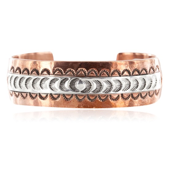 Handmade Certified Authentic Navajo .925 Sterling Silver and Pure Copper Native American Bracelet 12901-1
