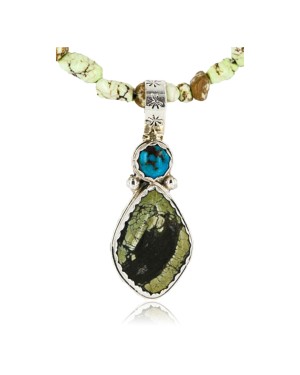 Handmade Certified Authentic Navajo .925 Sterling Silver and ST Turquoise Native American Necklace 390851504054