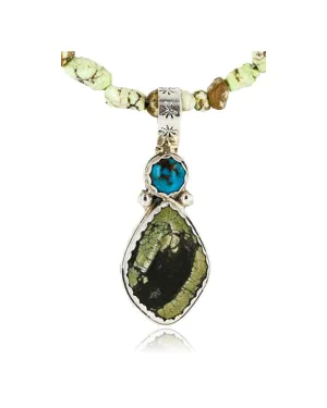 Handmade Certified Authentic Navajo .925 Sterling Silver and ST Turquoise Native American Necklace 390851504054