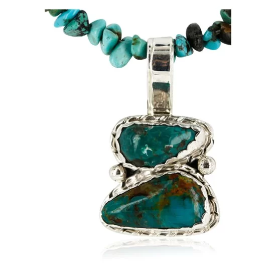 Handmade Certified Authentic Navajo .925 Sterling Silver and Turquoise Coral Native American Necklace 16023-3