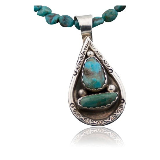 Handmade Certified Authentic Navajo .925 Sterling Silver and Turquoise Native American Necklace 370877861596