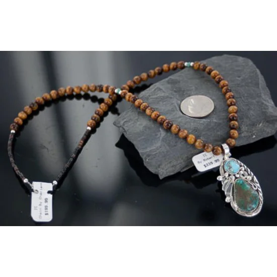 Handmade Certified Authentic Navajo .925 Sterling Silver and Turquoise Native American Necklace 370895663862
