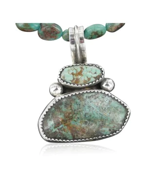 Handmade Certified Authentic Navajo .925 Sterling Silver and Turquoise Native American Necklace 370907908863