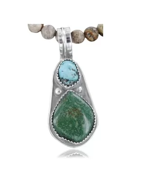 Handmade Certified Authentic Navajo .925 Sterling Silver and Turquoise Native American Necklace 370908653259
