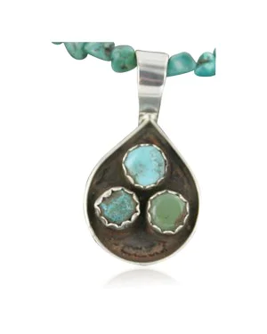 Handmade Certified Authentic Navajo .925 Sterling Silver and Turquoise Native American Necklace 370922325029
