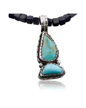 Handmade Certified Authentic Navajo .925 Sterling Silver and Turquoise Native American Necklace 370925801845