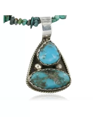 Handmade Certified Authentic Navajo .925 Sterling Silver and Turquoise Native American Necklace 370955513525