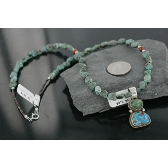 Handmade Certified Authentic Navajo .925 Sterling Silver and Turquoise Native American Necklace 370964627960