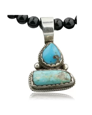 Handmade Certified Authentic Navajo .925 Sterling Silver and Turquoise Native American Necklace 370974617438