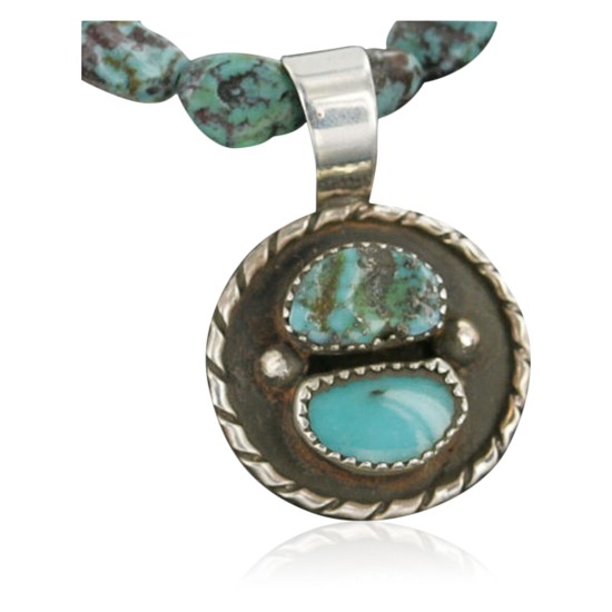 Handmade Certified Authentic Navajo .925 Sterling Silver and Turquoise Native American Necklace 370976661757