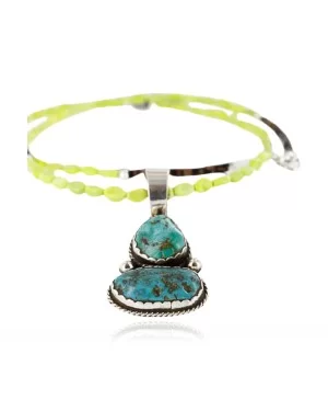Handmade Certified Authentic Navajo .925 Sterling Silver and Turquoise Native American Necklace 370993141781
