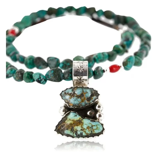 Handmade Certified Authentic Navajo .925 Sterling Silver and Turquoise Native American Necklace 370996088454