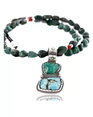 Handmade Certified Authentic Navajo .925 Sterling Silver and Turquoise Native American Necklace 370999851309