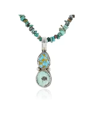 HANDMADE Certified Authentic Navajo .925 Sterling Silver & Turquoise Native American Necklace 371297789152