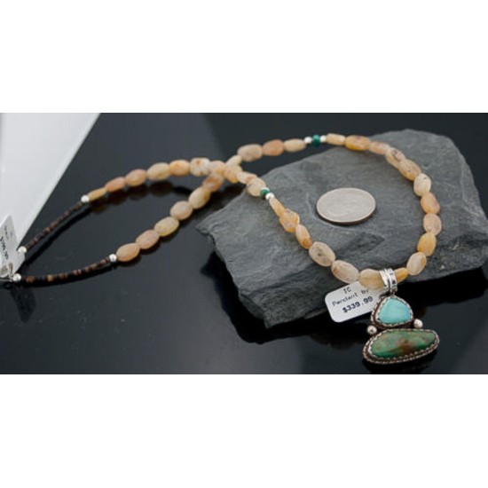 Handmade Certified Authentic Navajo .925 Sterling Silver and Turquoise Native American Necklace 390642578647