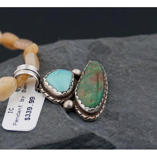 Handmade Certified Authentic Navajo .925 Sterling Silver and Turquoise Native American Necklace 390642578647