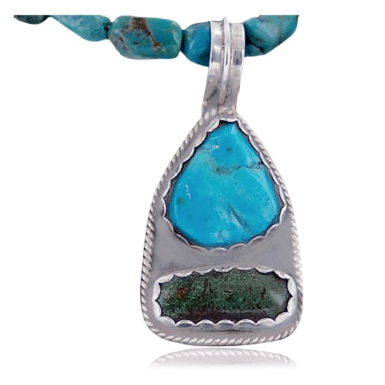 Handmade Certified Authentic Navajo .925 Sterling Silver and Turquoise Native American Necklace 390651316348