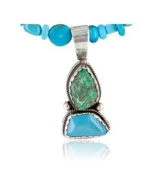 Handmade Certified Authentic Navajo .925 Sterling Silver and Turquoise Native American Necklace 390656733596