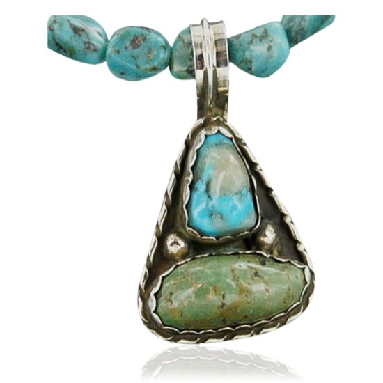 Handmade Certified Authentic Navajo .925 Sterling Silver and Turquoise Native American Necklace 390662000276
