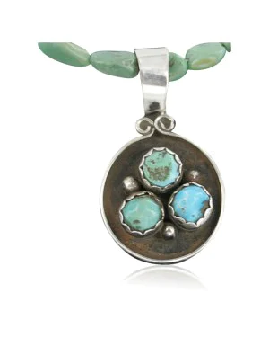 Handmade Certified Authentic Navajo .925 Sterling Silver and Turquoise Native American Necklace 390682291219