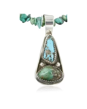 Handmade Certified Authentic Navajo .925 Sterling Silver and Turquoise Native American Necklace 390716818339