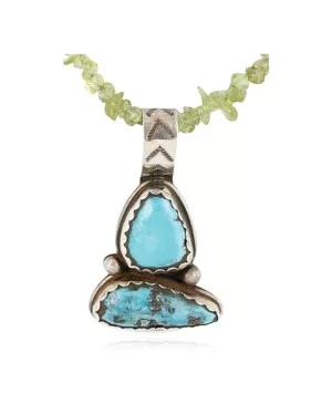 Handmade Certified Authentic Navajo .925 Sterling Silver and Turquoise Native American Necklace 390794111334