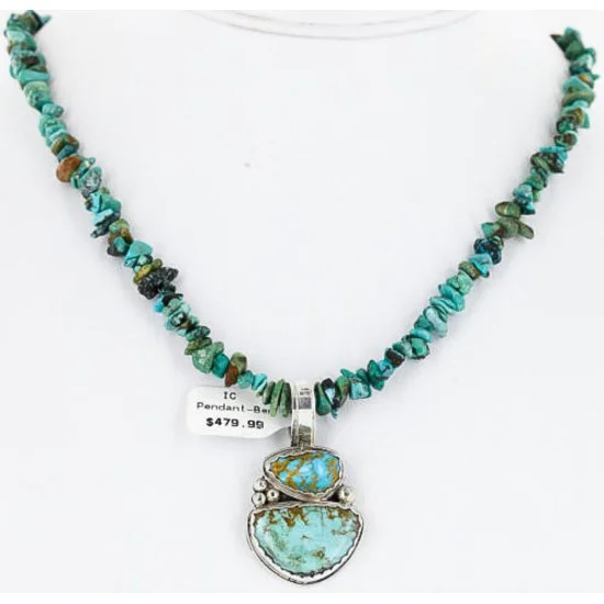 Handmade Certified Authentic Navajo .925 Sterling Silver and Turquoise Native American Necklace 390836707320