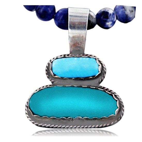 Handmade Certified Authentic Navajo .925 Sterling Silver andONE Mountain Turquoise Native American Necklace 390749501488