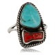 Handmade Certified Authentic Navajo .925 Sterling Silver Beauty Turquoise and Coral Native American Ring  370985401812