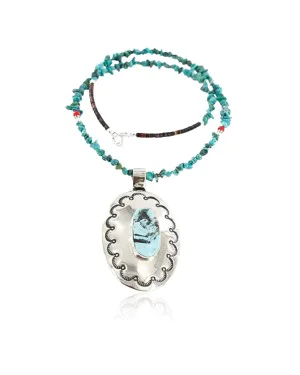 HANDMADE Certified Authentic Navajo .925 Sterling Silver Beauty Turquoise Native American Necklace 390889966225