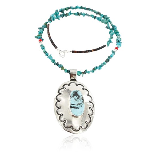 HANDMADE Certified Authentic Navajo .925 Sterling Silver Beauty Turquoise Native American Necklace 390889966225