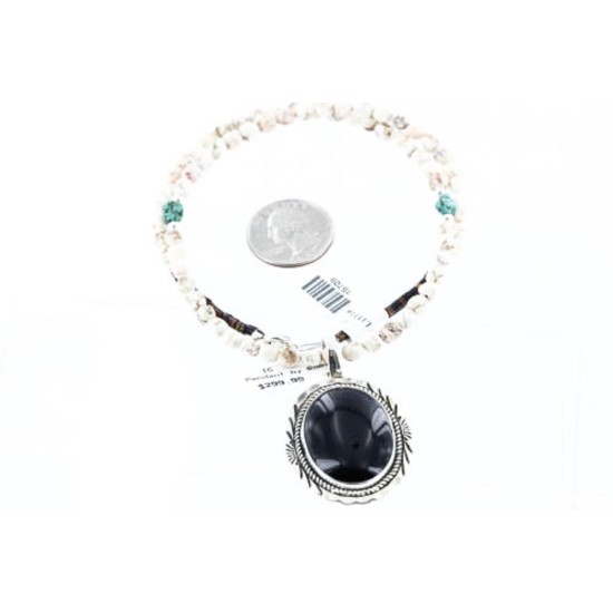 Handmade Certified Authentic Navajo .925 Sterling Silver BLACK ONYX and Turquoise Native American Necklace 371007066015 Handmade Certified Authentic Navajo .925 Sterling Silver BLACK ONYX and Turquoise Native American Necklace 371007066015