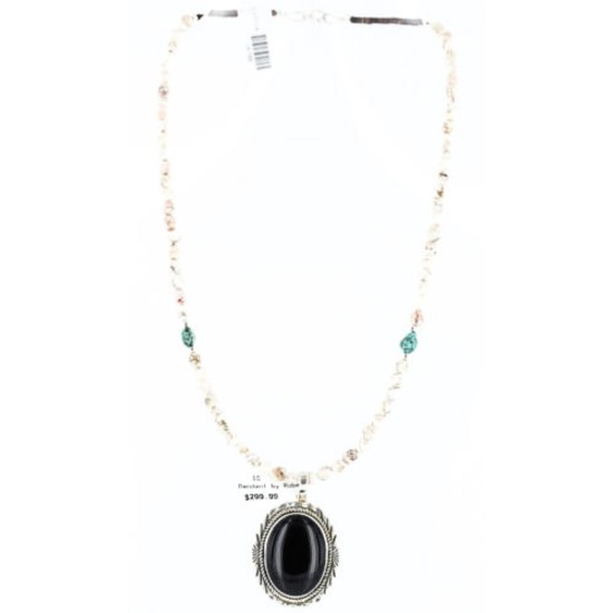 Handmade Certified Authentic Navajo .925 Sterling Silver BLACK ONYX and Turquoise Native American Necklace 371007066015 Handmade Certified Authentic Navajo .925 Sterling Silver BLACK ONYX and Turquoise Native American Necklace 371007066015