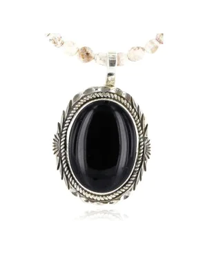 Handmade Certified Authentic Navajo .925 Sterling Silver BLACK ONYX and Turquoise Native American Necklace 371007066015