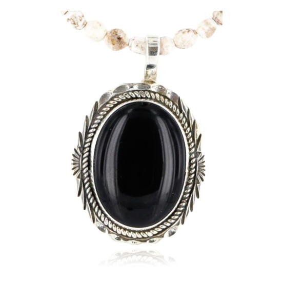 Handmade Certified Authentic Navajo .925 Sterling Silver BLACK ONYX and Turquoise Native American Necklace 371007066015 Handmade Certified Authentic Navajo .925 Sterling Silver BLACK ONYX and Turquoise Native American Necklace 371007066015