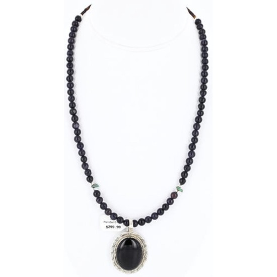 Handmade Certified Authentic Navajo .925 Sterling Silver BLACK ONYX and Turquoise Native American Necklace 371014426959 Handmade Certified Authentic Navajo .925 Sterling Silver BLACK ONYX and Turquoise Native American Necklace 371014426959