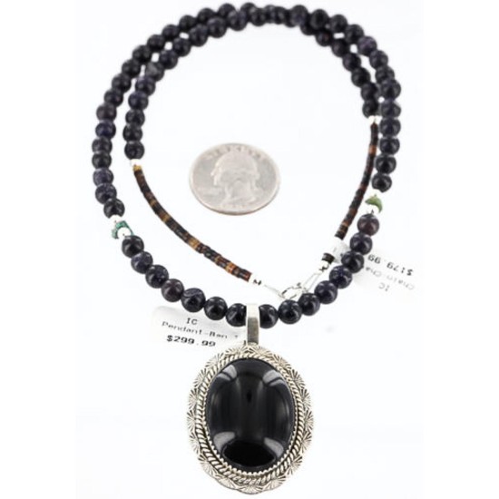 Handmade Certified Authentic Navajo .925 Sterling Silver BLACK ONYX and Turquoise Native American Necklace 371014426959 Handmade Certified Authentic Navajo .925 Sterling Silver BLACK ONYX and Turquoise Native American Necklace 371014426959