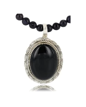 Handmade Certified Authentic Navajo .925 Sterling Silver BLACK ONYX and Turquoise Native American Necklace 371014426959 Handmade Certified Authentic Navajo .925 Sterling Silver BLACK ONYX and Turquoise Native American Necklace 371014426959