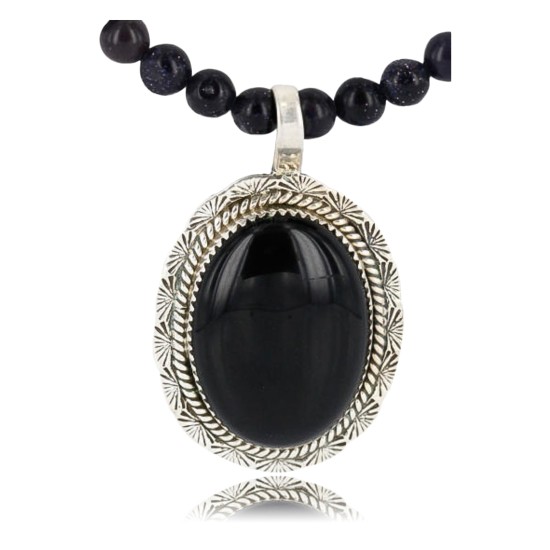 Handmade Certified Authentic Navajo .925 Sterling Silver BLACK ONYX and Turquoise Native American Necklace 371014426959 Handmade Certified Authentic Navajo .925 Sterling Silver BLACK ONYX and Turquoise Native American Necklace 371014426959