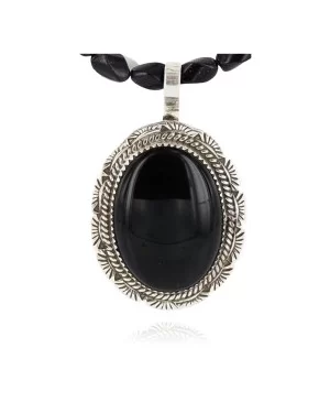 Handmade Certified Authentic Navajo .925 Sterling Silver BLACK ONYX and Turquoise Native American Necklace 390781329259