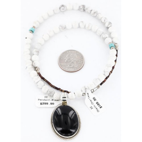 Handmade Certified Authentic Navajo .925 Sterling Silver BLACK ONYX and WHITE Turquoise Native American Necklace 371020814624 Handmade Certified Authentic Navajo .925 Sterling Silver BLACK ONYX and WHITE Turquoise Native American Necklace 371020814624